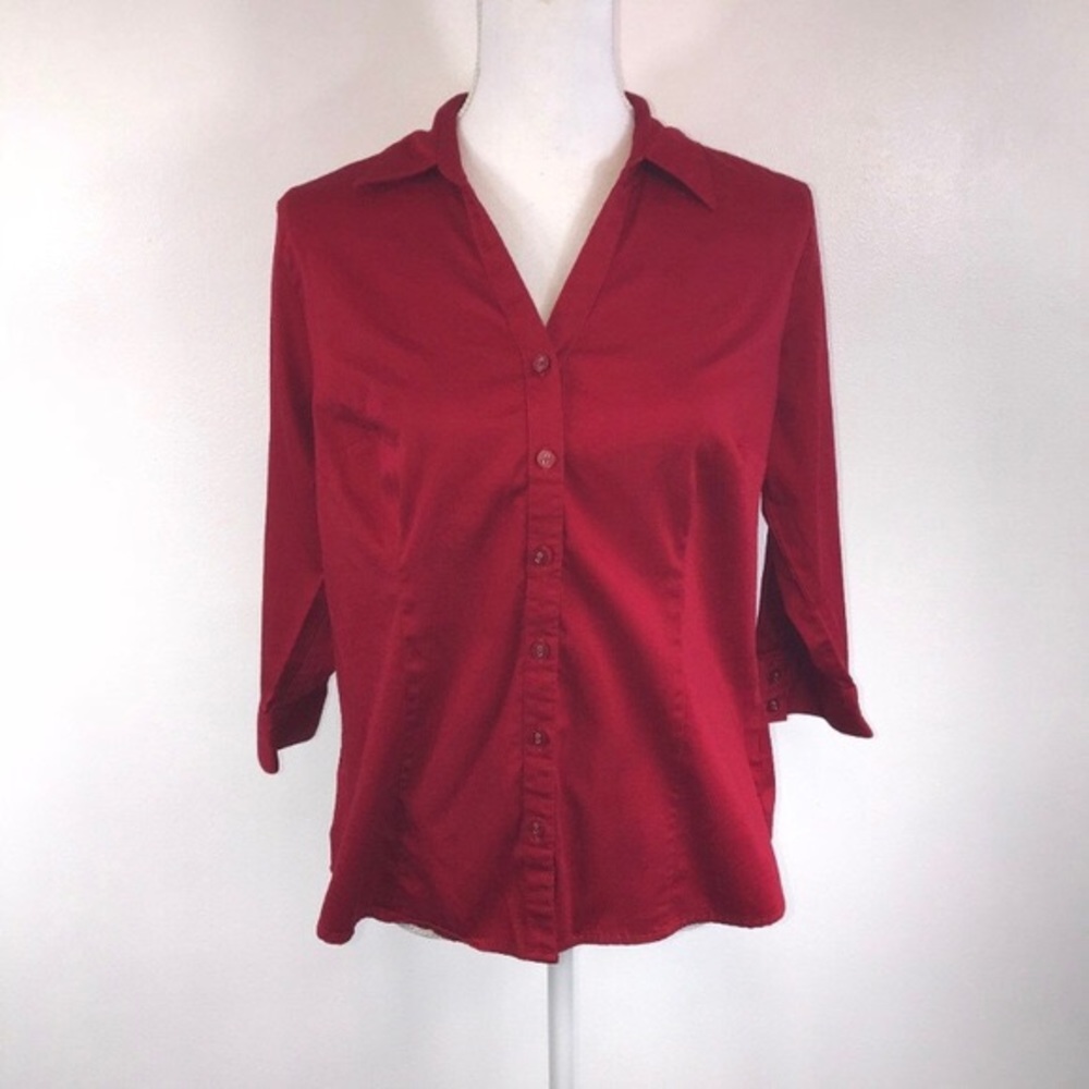 212 Collection V-Neck Button Down Blouse